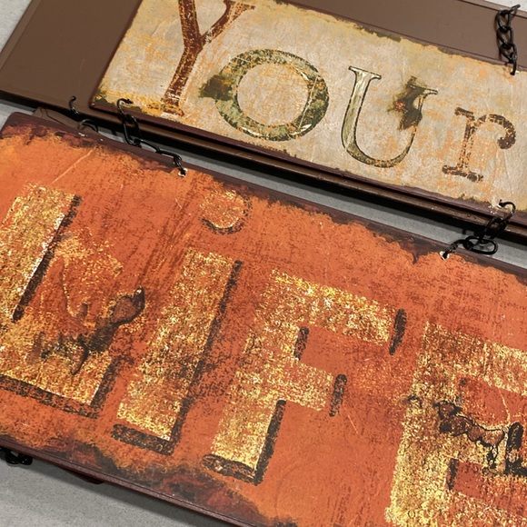 XL Metal Sign Wall Decor LIVE LIFE Anthropologie Crate & Barrel Pottery Barn 42” - Picture 11 of 12